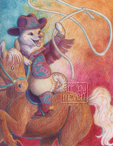 &#39;rodeo queen&#39; - 9x12in colored pencil