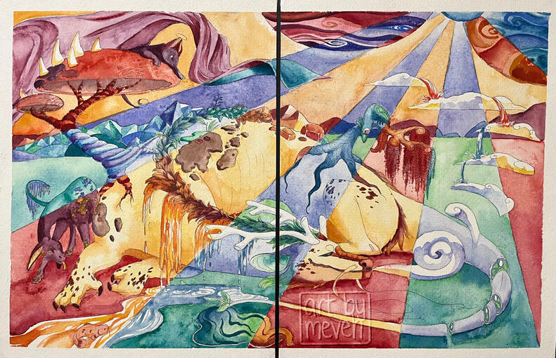 &#39;prism&#39; - 12x18in pen and watercolor